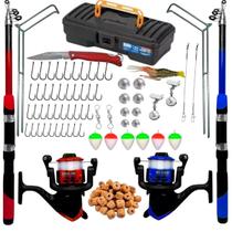 Kit Pesca Vara 1,70m + Molinete C/ Linha E Acessórios