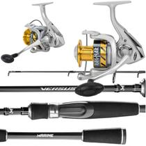 Kit Pesca Vara 2pts 12 25lb Molinete Alumínio