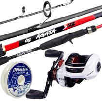 Kit Pesca Vara Agata 1,50mts e Carretilha BRONX WR Direita e Linha