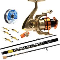 Kit Pesca Vara de Carbono Molinete 5 Rolamentos Isca Camarão Kit Pesca Vara de Carbono Molinete 5 Rolamentos Isca Camarão
