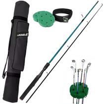 Kit Pesca Vara de Molinete 1,80mts 25lbs Com Porta Vara e Organizador - Rios e Lagos