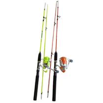 Kit pesca vara maciça duas partes 1,80m com molinete Priotelus 4000 4 rolamentos
