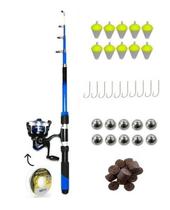 Kit Pesca Vara + Molinete + Linha + Anzol + Chumb +Boia Isca