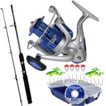 Kit Pesca Vara Pesada 40lb Molinete Drag 5kg Estojo Completo
