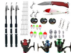 Kit Pesca Vara Telescópica 2,70+ Molinete e Acessórios Kit Pesca Vara Telescópica 2,70+ Molinete e Acessórios