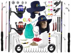 Kit Pescador 2 Vara P/ Molinete (1,20m) + 2 Vara Telescópica de Mão (2,10m) + Molinete (Ref. 171)