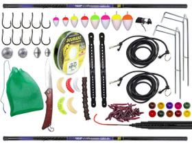 Kit Pescador C/ 2 Varas Telescópicas 22% Carbono (4,00m e 4,50m) + Acessórios (Ref. 142)