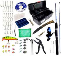 Kit Pescador Pesqueiro Vara Molinete Caixa Com Acessórios