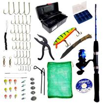 Kit Pescar Iniciante Vara Molinete Caixa Com Acessórios Kit Pescar Iniciante Vara Molinete Caixa Com Acessórios