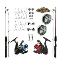 Kit Pescaria 2 Vara 1,50m 6kg 2 Molinete e Acessorios Kit Pescaria 2 Vara 1,50m 6kg 2 Molinete e Acessorios