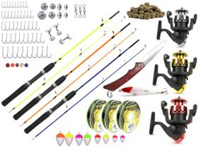 Kit Pescaria 3 Varas 1,20m 3 Molinetes + Acessórios (Ref. 32)