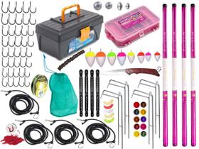 Kit Pescaria C/ 4 Vara Telescópicas 22% Carbono (2,70m) + Acessórios (Ref. 155)