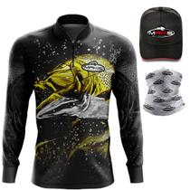 Kit Pescaria Camisa Dourado Bone e Bandana Proteção Uv 50 Kit Pescaria Camisa Dourado Bone e Bandana Proteção Uv 50