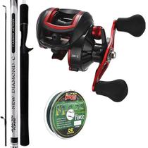 Kit Pescaria Carretilha 19 Rolamentos com Vara Diamond 1,68mts e Linha Multifilamento - makis fishing