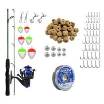 Kit Pescaria Completo 1 Vara 1,80m 1 Molinete E Itens