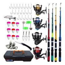 Kit Pescaria Completo 4 Varas Com Molinete + Acessórios Kit Pescaria Completo 4 Varas Com Molinete + Acessórios