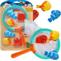 Kit Pescaria Mini Bonecos Peixe e Água-Viva + Rede - Fan Fun