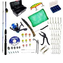Kit Pescaria Pronto Para Uso Vara Molinete Maleta Acessórios