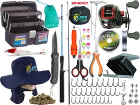 Kit Pescaria Vara 1,50m 12Kg + Carretilha + Linha Multifilamento (Ref. 29)