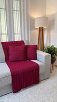 Kit Peseira Decorativa Tricot Trança Cama Queen + 2 Capas