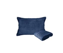 Kit peseira e porta travesseiro soft azul - cama solteiro