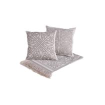 Kit Peseira Grécia 5 Peças Queen 60% Algodão / 40% Poliéster Tecido Jacquard Acompanha Almofadas Cheias - Cáqui Kit Peseira Grécia 5 Peças Queen 60% Algodão / 40% Poliéster Tecido Jacquard Acompanha Almofadas Cheias - Cáqui