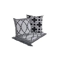 Kit Peseira Grécia 5 Peças Queen 60% Algodão / 40% Poliéster Tecido Jacquard Acompanha Almofadas Cheias - Preto