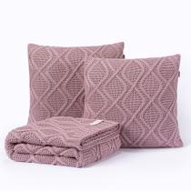 Kit Peseira Manta Cama Solteiro Sala Sofa 150x60cm + 2 Capas de Almofada Trico Toquio