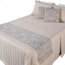 Kit Peseira Manta para Cama King Coleção Mykonos Jacquard Acompanha Almofadas Cheias