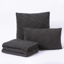 Kit Peseira Manta Sofa Cama Solteiro 150x60cm + 2 Capas de Almofada Londres