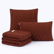 Kit Peseira Manta Sofa Cama Solteiro 150x70cm + 2 Capas de Almofada Trico Florença Kit Peseira Manta Sofa Cama Solteiro 150x70cm + 2 Capas de Almofada Trico Florença