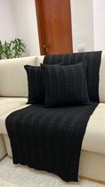 Kit Peseira Manta Trança Tricot Cama King 260x60cm Madrid + 2 capas