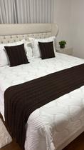 Kit Peseira Manta Trança Tricot Cama King 260x60cm Madrid + 2 capas