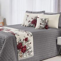 Kit Peseira Queen com Capas de Almofadas 3 Peças Piquet Floral
