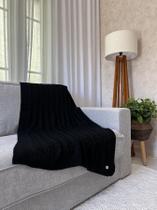 Kit Peseira Trança Tricot Sofá 150x90cm Madrid + 2 capas Cor:Preto