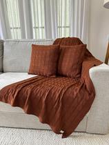 Kit Peseira Tricô Decorativa Sofá Cama Solteiro 160x60cm + 2 Capas