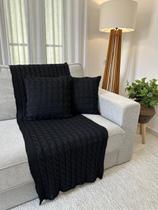 Kit Peseira Tricot Trança Cama Casal + 2 Capas