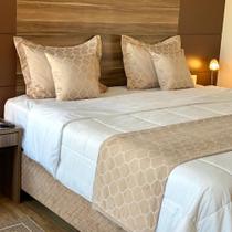 Kit Peseira Xale para Cama Jacquard 2 Capas de almofada 2 Porta Travesseiros