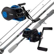 Kit Pesque Pague Iniciante Carratilha Drag 5kg Vara 17lbs TAMANHO:1,80 BLUE DIREITA