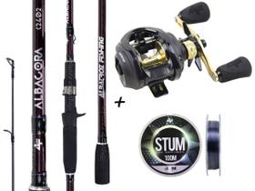 Kit Pesqueiro Albatroz Vara Albacora 8'0" (2,40m) 20-50Lbs 2 Partes + Carretilha V73C + Linha Mono Stum