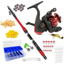 Kit Pesqueiro Barato Molinete C/ Linha Vara Telescópica 1,70