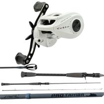 Kit Pesqueiro Carretilha Bg Vara Pro Tamba 2,40mt Cinza 2 Pt