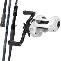 Kit Pesqueiro Carretilha Bg Vara Pro Tamba 2,40mt Cinza 2 Pt