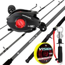 Kit Pesqueiro Carretilha M21 Pro Vara Fenix Linha e Alicate