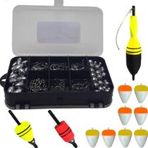 Kit Pesqueiro Com Boias Chumbos Anzóis Giradores Organizador Kit Pesqueiro Com Boias Chumbos Anzóis Giradores Organizador