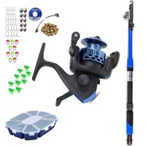 Kit Pesqueiro Molinete HT-200 Vara Telescópica Isca Sapinho Estojo Acessórios
