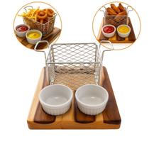 Kit Pestiqueira com Cesta e 2 Ramekins Porções Mini Salgados