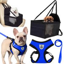 Kit Pet Bolsa para Transporte Cachorro Gato Com Guia Peitoral Resistente Refletivo