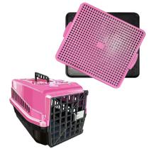 Kit Pet Caixa Transporte N3 Rosa + Tapete Sanitario Dog Xixi