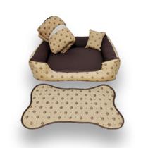 kit pet cama pet grande caminha de cachorro G 70x70cm +edredom e tapete ( marrom coroinhas ) kit pet cama pet grande caminha de cachorro G 70x70cm +edredom e tapete ( marrom coroinhas )